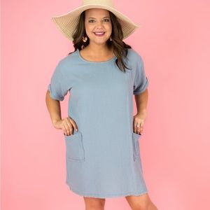 Jodifl Blue Gauze Textured Dress from Flaunt Boutique Size M